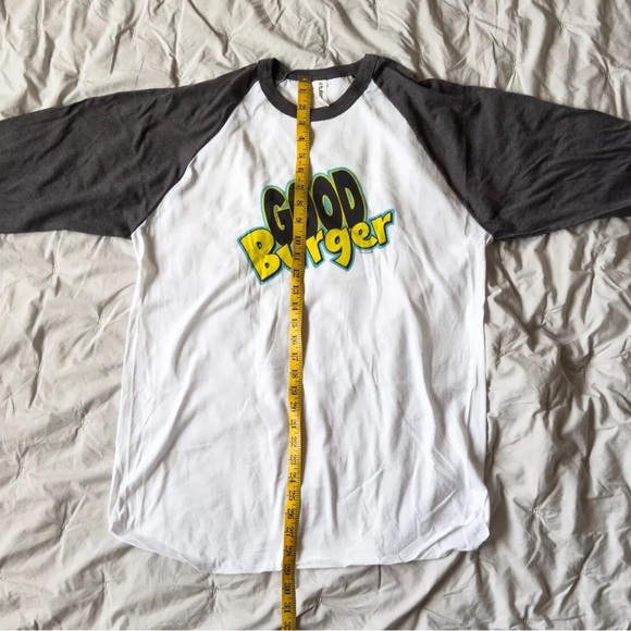 Brand New Large Good Burger Logo Adult 3/4 Sleeve Raglan Shirt White Charcoal - Picture 5 of 7